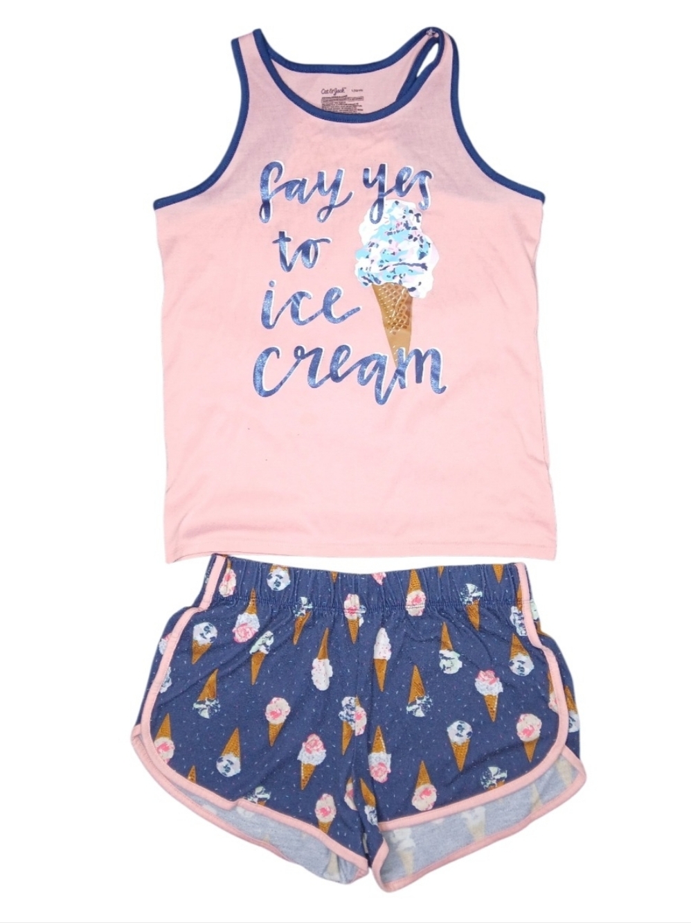 Cat & Jack Pink and Navy Ice Cream Tank Top & Shorts Pajama Set